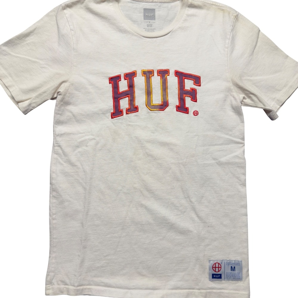 Vintage HUF Embroidered‎ Logo T-Shirt Mens Medium Streetwear Skate Tee